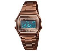 Yuehuamech Mens Digital Quartz Watch,Luxury Business Wrist Watch 30M Electronic Chronograph Waterproof Digital Watch Sports Watch with Stainless Steel Strap LED Back Light