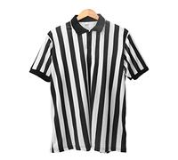 Yuehuamech Mens Official Umpire Jersey Pro Ref Officiating Referee Shirt Black and White Stripe Zip Up Overturned Collar Referee Shirt for Basketball Football Soccer