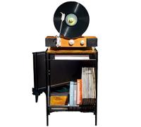 Yuehuamech Record Players Stand Vinyl Record Storage Organizer with Extra-Large Desktop and Storage Cabinet Records Stand Hold Up to 100 Albums Turntable Stands for Vinyl Player Living Room Bedroom