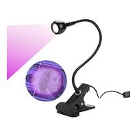 Yuehuamech UV Glue Curing Lamp USB 3W Led Nail Lamp Portable Gooseneck Purple Light with Clip and Switch Ultraviolet Violet Light for Phone Circuit Repair Resin Art Blacklight Posters