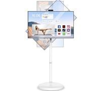 Yueidung 32-Inch Portable Smart TV with Android OS, Voice Control, Built-in Wheels for Rollable Mobility, Removable 4K Camera, 10-Point Touch Screen, 10800mAh Battery, 8GB RAM+128GB
