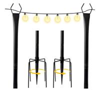 Yueidung String Light Pole For Outdoor Hanging - 10 Ft Patio Post With Fence Brackets Lights, Metal Stand Deck Backyard, Garden