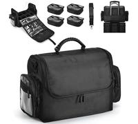 Yueieoun Large Makeup Train Case, Makeup Organizer Make up Box, 4 Tier Soft Cosmetic Case for Travel Makeup, Nail Art, Eyelash Extension, Tattoo Storage Bag, Large Black, More, Travel, Professional