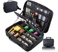 Yueieoun Professional Barber Clipper Case Organizer Bag with Adjustable Dividers, Detachable 6-Slot Scissors Panel, Travel Grooming Tool Storage - Fits Wahl/Andis/Hatteker