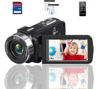 Yuejewlry 4K Video Camera Camcorder,48MP 30FPS YouTube Vlogging Camera Recorder,18X Digital Zoom IR Night Vision Camcorder,3.0" 270°Rotating Touch Screen, Remote, 2 Batteries,32GB SD Card