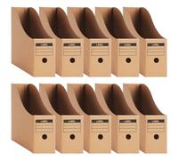 yuejuhe 10Pcs Magazine File Holder, Rack Cardboard Desk Organiser with Labels, A4 Kraft Paper Document Filing Box for School Office Desktop File Paper Divider Storage (10)