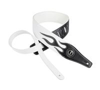 YUEKO Cool Lightning Pattern Flame Guitar Strap for Electric Guitar Bass, White and Black Flames, Verstellbare Länge