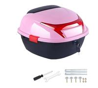 YUEKOPOU 35L Motorcycle Tour Tail Box - Universal ABS Hard Case Rear Top Box, Lockable Trunk for Helmet Luggage Storage, Fits Most Motorcycles(Pink)