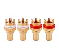 YUEKOPOU Banana Speaker Plug, Banana Cable Plugs, 4pcs Female Socket Chassis CMC Connector Rhodium Plated Copper Jack 32mm Copper Plug HiFi White Red Audio Jacks(Gold)