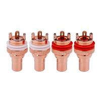 YUEKOPOU Banana Speaker Plug, Banana Cable Plugs, 4pcs Female Socket Chassis CMC Connector Rhodium Plated Copper Jack 32mm Copper Plug HiFi White Red Audio Jacks(Rosso)