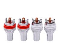 YUEKOPOU Banana Speaker Plug, Banana Cable Plugs, 4pcs Female Socket Chassis CMC Connector Rhodium Plated Copper Jack 32mm Copper Plug HiFi White Red Audio Jacks(Silver)