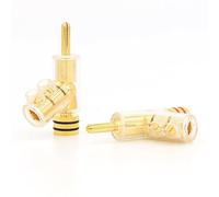 YUEKOPOU Banana Speaker Plug, Banana Cable Plugs, 4pcs/set High Performance 24K Gold Plated Audio Banana Connectors 45 Dgree Locking Banana