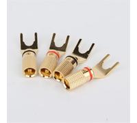 YUEKOPOU Banana Speaker Plug, Banana Cable Plugs, 8pcs Y Spade Speaker Connectors Gold Plated HiFi Y Spade Plug Gold Audio Fork Spade Connectors