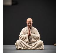 YUEKOPOU Chinese Ceramic Sculpture Monk Statue Buddha Buddhism Zen Figure Decoration