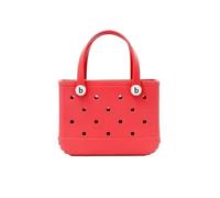 YUEKOPOU Mini Beach Bag EVA Waterproof Rubber Jelly Tote, Summer Storage Basket for Beach, Shopping Picnic(Red,M)