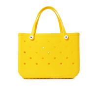 YUEKOPOU Mini Beach Bag EVA Waterproof Rubber Jelly Tote, Summer Storage Basket for Beach, Shopping Picnic(Yellow,L)