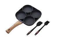 YUEKOPOU Non-Stick Saucepan,cast Iron Frying pan, Alloy Four-Hole Non-Stick Frying Pan for Omelet Steak Egg Pancake Black