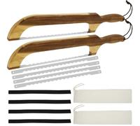 YUEKUNTJ 2 Set Kitchen Bread Slicing Knife, Sourdough Bread Slicer Wooden Handle with 4 Replaceable Stainless Steel Blades, Sourdough Saw Cutter Multifunctional for Kitchen Baker Cheese Cake