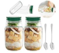 YUEKUNTJ 2Pcs Plastic Salad Pod Containers with Fork Detachable Lid Vertical Salad Container Dishwasher Safe Layering Salads Box Portable Fresh Salads Bowl for Office Picnic Camping