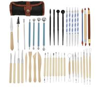 YUEKUNTJ 44Pcs Pottery Sculpting Tool Double Sided Clay Carving Tool Ceramic Polymer Clay Tools Ball Stylus Dotting Tools with Storage Bag for Beginner Pottery Shaping Modeling Scraping