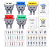 YUEKUNTJ 50 Sets Motivational Stones Figurine, Mini Rubber You Rock Active Figures, Tiny You Rock Stone Sculpture, Miniature Encouragement Stone Statue for Coworker Employee Teacher Office(50sets)