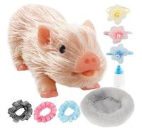 YUEKUNTJ 5Inch Soft Silicone Pig Doll Toy Silicone Accessories Cute Reborn Animal Realistic Pig Simulation Body Piggy Toys Fake Figures with Clothes Accessories for Kids (F style)