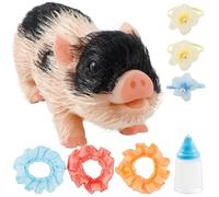 YUEKUNTJ 5Inch Soft Silicone Pig Doll Toy Silicone Accessories Cute Reborn Animal Realistic Pig Simulation Body Piggy Toys Fake Figures with Clothes Accessories for Kids (D style)