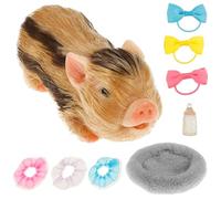 YUEKUNTJ 5Inch Soft Silicone Pig Doll Toy Silicone Piglet Accessories Cute Reborn Animal Realistic Pig Simulation Body Piggy Toys Fake Piglet Figures with Clothes Accessories for Kids (H style)