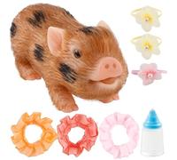 YUEKUNTJ 5Inch Soft Silicone Pig Doll Toy Silicone Piglet Accessories Cute Reborn Animal Realistic Pig Simulation Body Piggy Toys Fake Piglet Figures with Clothes Accessories for Kids (E style)
