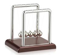 YUEKUNTJ Cradle Pendulum Balance Ball, 9x7.5x9cm Silver Swing Balance Balls, Science Physic Gadget Ball, Desktop Decoration Motion, Stress Relief Desk Toy, for Men Teacher Present(Red)