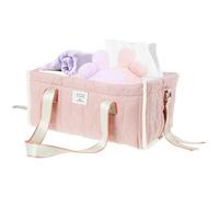 YUEKUNTJ Diaper Caddy Organizer Baby Diaper Changing Basket Pink Nursery Storage Basket Newborn Essentials Holder Divided Toddler Nursery Bag with Removable Dividers for Newborn Toddlers Wipes