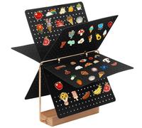 YUEKUNTJ Pin Collector Binder Badge Display Board Page Brooch Pin Organizer Stand Felt Storage Display Rack Pins Collection Storage Organizer with 6 Felt Page for Store 180+ Earring Hair Clip(Black)