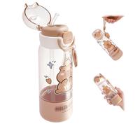 YUEKUNTJ Water Bottle with Lid Keychain 510ml Capybara Drinking Water Bottle Leak Proof Locking Lid Plastic Kid Drinking Cup with Straw Dual Use Heat Resistant for Boy Girl Outdoor Sport Stuff