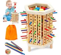 YUEKUNTJ Wood Stick Dice Toy for Toddler Wooden Board Game Montessori Toys Fine Motor Skills Travel Games Wooden Montessori Toys Color Sorting Math Educational Toy for Children Kid Toddler