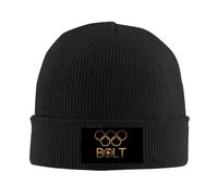 YUELEKANG KIPoint Unisex Adult Flash Running Usain Bolt Rio Olympics Winter Knit Cap Knitted Woolen Hat Cap Beanie Cap Black