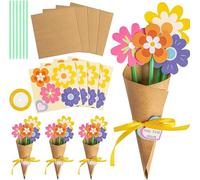 Yuelulala 12 pcs Mothers Day Crafts, Flower Bouquet Craft Kit, Make Your Own Bunch DIY Thankful Gift Set Teacher Thank You,Birthday Seasonal Gift Projects (A257-12)