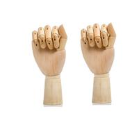 Yuelulala 2pcs Wooden Hand Mannequin Left Right Hand Model Art Mannequin Figure Set, Wooden Hand Prop with Movable Finger Joints for Drawing, Sketching Painting (A77-2)