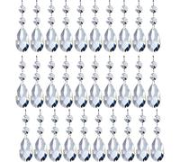 Yuelulala 30pcs 38mm Clear Grid Chandelier Crystal Pendants,Crystals Beads for Chandeliers,Hanging Crystals Suncatcher with Hooks for Windows Home Decor Hanging Wedding Garland (A135-30)
