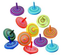 Yuelulala 30pcs Wooden Spinning Top, Colorful Handmade Painted Wood Spinning Top Desktop Flat Wooden Peg Top Gyro Toy Gift Multicolored Novelty Desktop (A187-30)