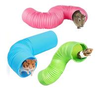 Yuelulala 3pcs Hamster Fun Tunnels Pet Mouse Adjustable Plastic Tube Guinea Pig Tunnel Collapsible Tube Hideaway Training Hideout Pet for Chinchillas Rats Ferrets Dwarf Small Animals (A244-3)