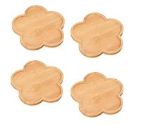 Yuelulala 4PCS Bamboo Mosaic Coasters, Blank Base Trays for Crafts DIY Mosaic Supplies, Drinking Cup Coaster, Art Plate Coffee, Juice Home Decor (A212-4)