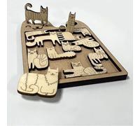Yuelulala Cats Wooden Puzzle, Super Challenging Wooden Jigsaws Kitten Puzzles Gifts, Kitten Ornament Wood Puzzles Crazy Cat, Christmas Birthday Lover Gift Cat Lovers Home Décor(A128-1)