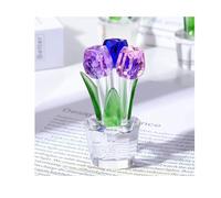 Yuelulala Crystal Multicolor Tulips Bouquet Figurine Collectible Gifts for Women, Glass Colourful Tulips Flower Centrepiece Ornaments for Christmas Birthday Home Decor Keepsake (A89-1)