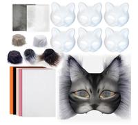 Yuelulala Therian Mask Set, Therian Mask Kit with Wool Strip, Faux Therian Cat Mask, DIY Paint for Cosplay Halloween Parties Adults (A163-1)