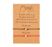 YUELUQU Pinky Promise Couples Bracelets For Family Friendship Long Distance Matching Wish Bracelet Gifts For Women Men Sister (2 Black+Red heart)