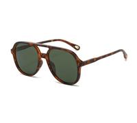 YUELUQU Polarized Sunglasses Men Women Retro Square Pilot Sunglasses 70s Vintage Trendy Plastic Frame Sun Glasses (Tortoise-Green)