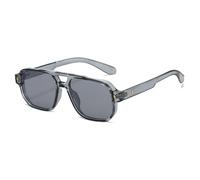 YUELUQU Retro Square Pilot Sunglasses for Women Men Double Bridge Classic 70s Style Vintage Shades UV400 Protection (Transparent Gray-Gray)