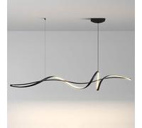 Yuelux Dimmable LED Pendant Light - Modern Design with Adjustable Hanging Wire | Industrial Iron Hanging Lamp for Kitchen Island, Dining Room & Bedroom | Energy-Efficient Droplight (Black, 140cm)