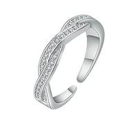 Yuemei Swim against The Current Ring Interwoven Micro Set Diamond Ring Simple Fashion Jewelry Popular for Ladies Women (Silver-`, One Size)