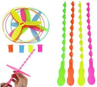 YUEMING 10 Pcs Twisty Pull String Saucers Helicopters Spinning Flying Discs Education Toys for Children (Dragonfly Theme, Color Random)